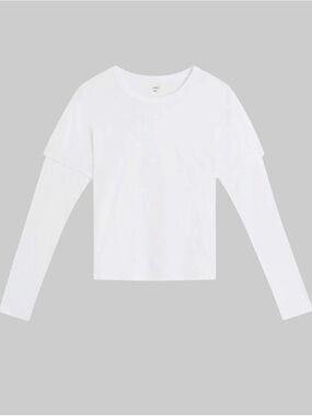 Leset Margo layered long sleeve tee white size xs